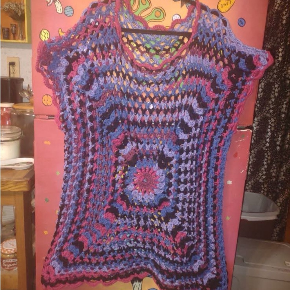 Handmade Colorful Crochet women’s funky sweater/ shirt